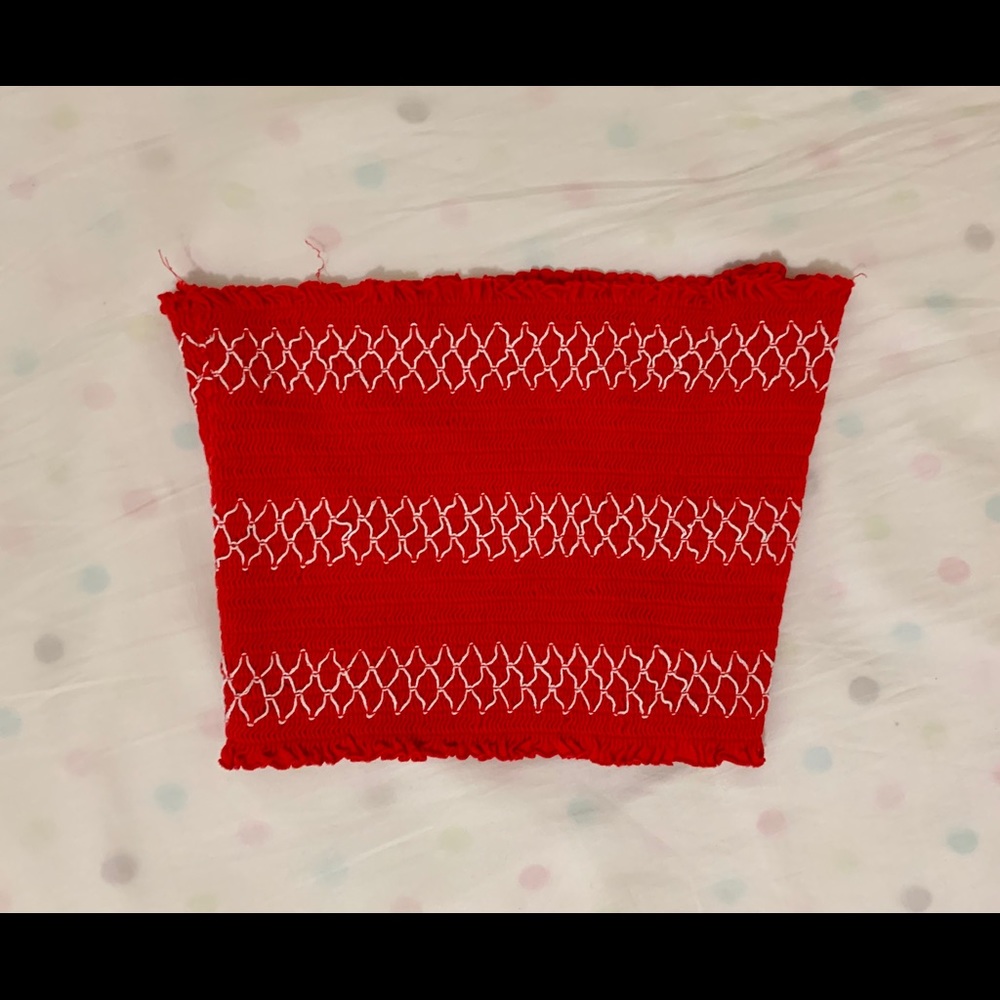 Red Ruched Tube Top - Picture 2 of 2